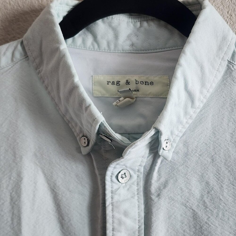 rag & bone Light Blue Short Sleeve Button-Down Shirt - Picture 2 of 12